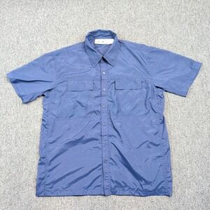 American Outback Gorpcore Fishing Shirt Medium Blue Nylon Coastal Surf Utility